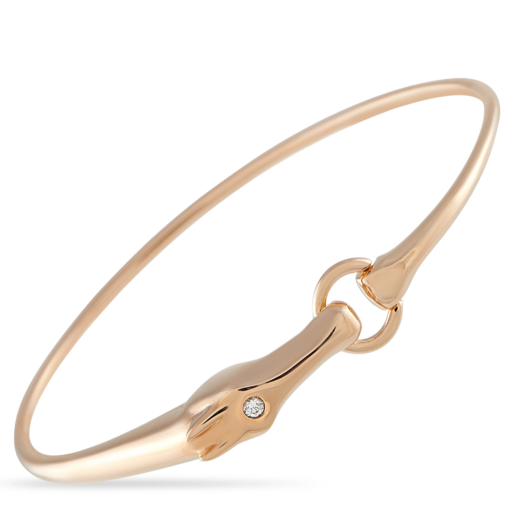 Rose gold diamond bracelet with horseshoe-style clasp