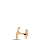 Rose gold cufflinks with open-back design and 'HERMES' engraving on bar
