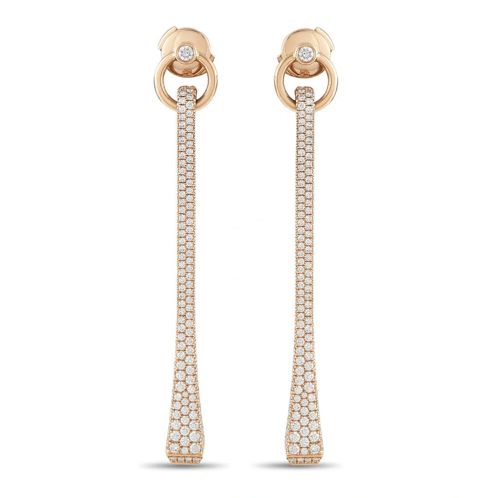 Hermes Clou de Forge 18K rose gold diamond drop earrings