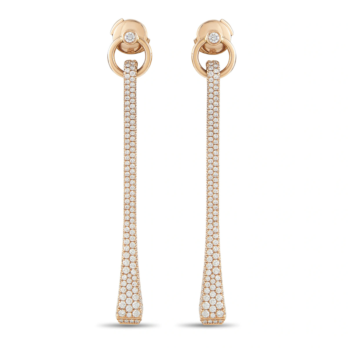 Hermes Clou de Forge 18K rose gold diamond drop earrings