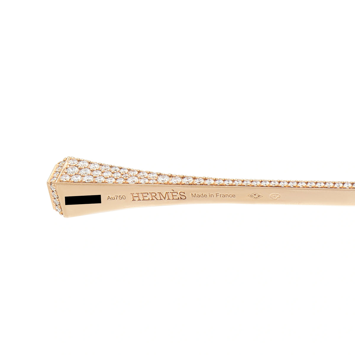 Hermès Clou de Forge 18K rose gold diamond drop earring detail