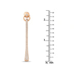Rose gold diamond drop earring with round top and long pavé-set bar