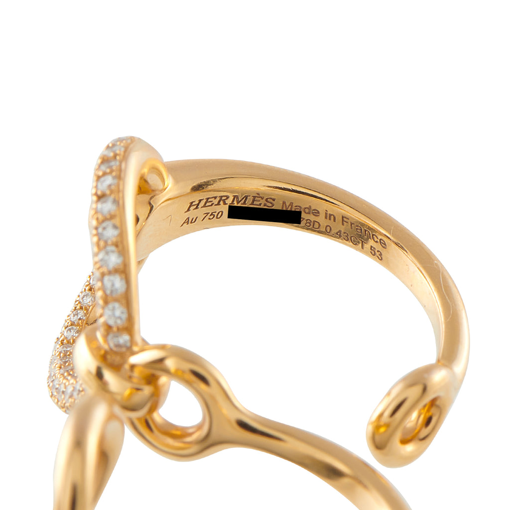 HERMES Filet d’Or 18K Rose Gold 0.43ct Diamond Double Ring
