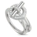HERMES white gold diamond ring with oval halo and raised bar