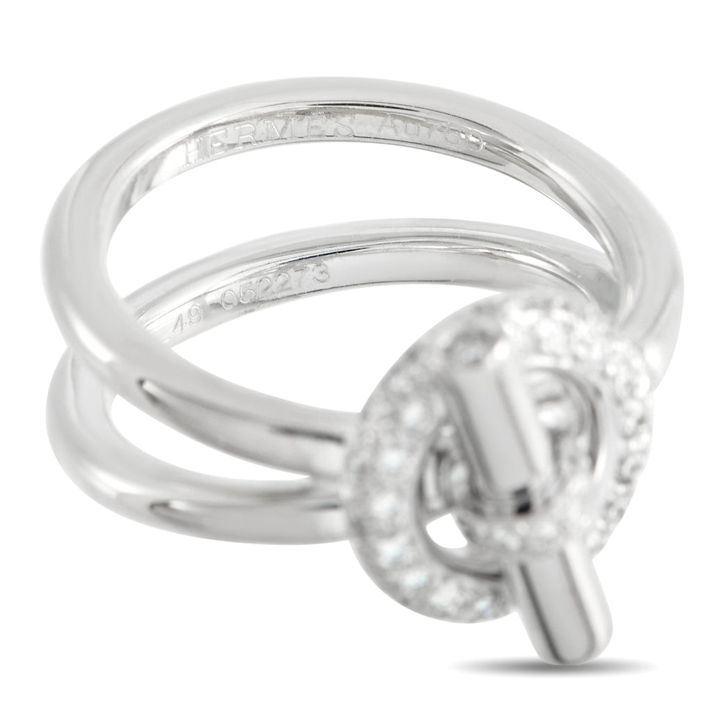 HERMES Echappee 18K White Gold Diamond Ring