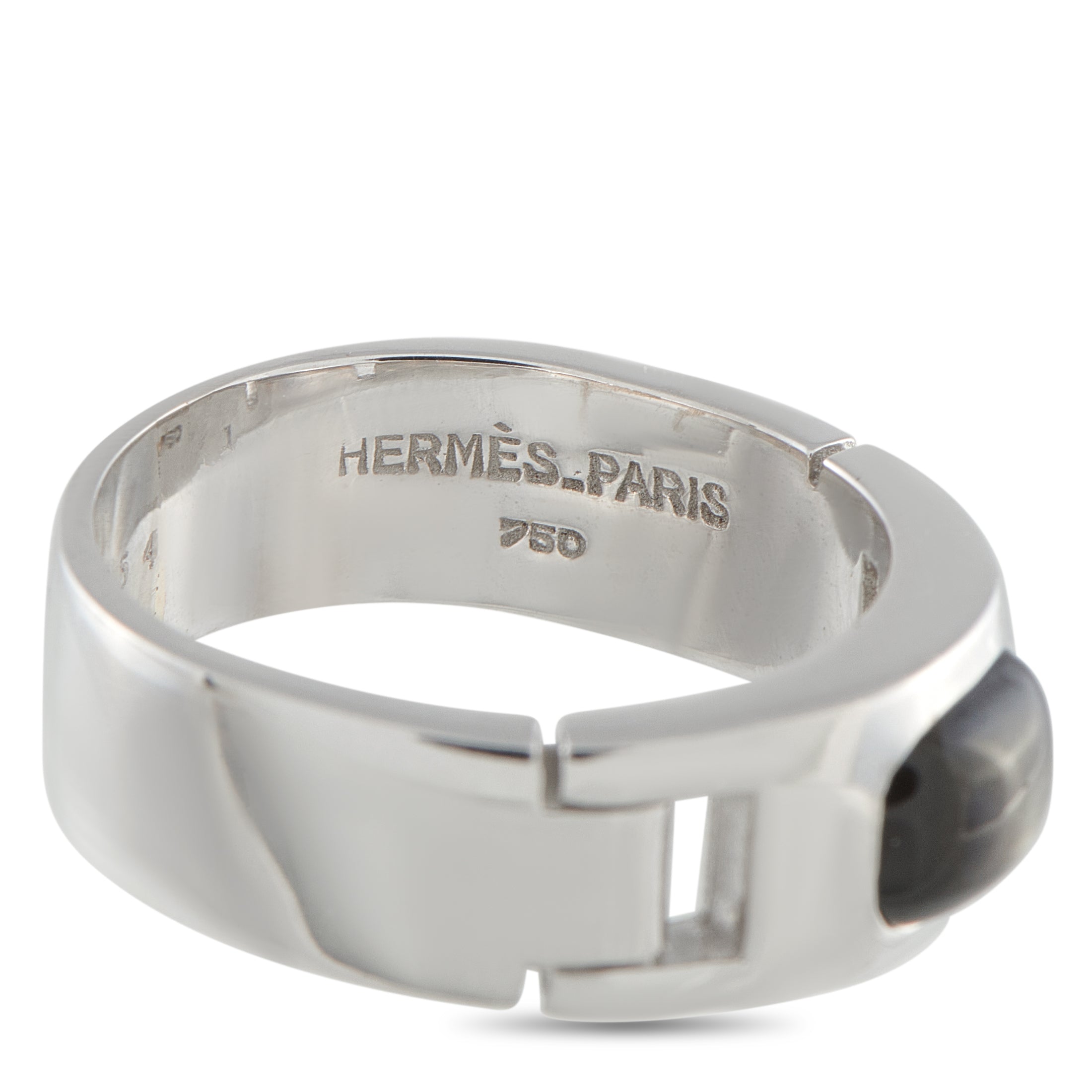 HERMES 18K White Gold Quartz Ring