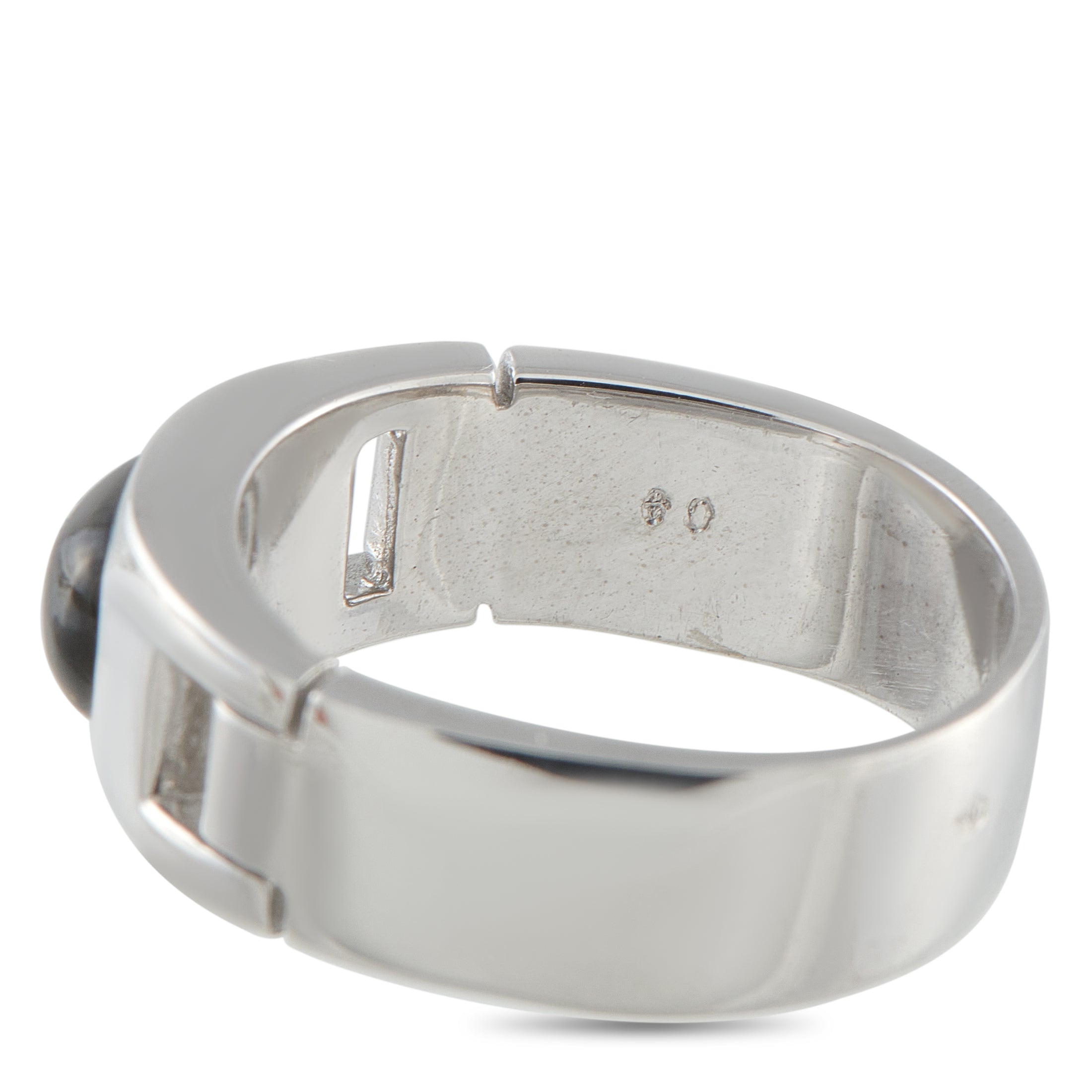 HERMES 18K White Gold Quartz Ring
