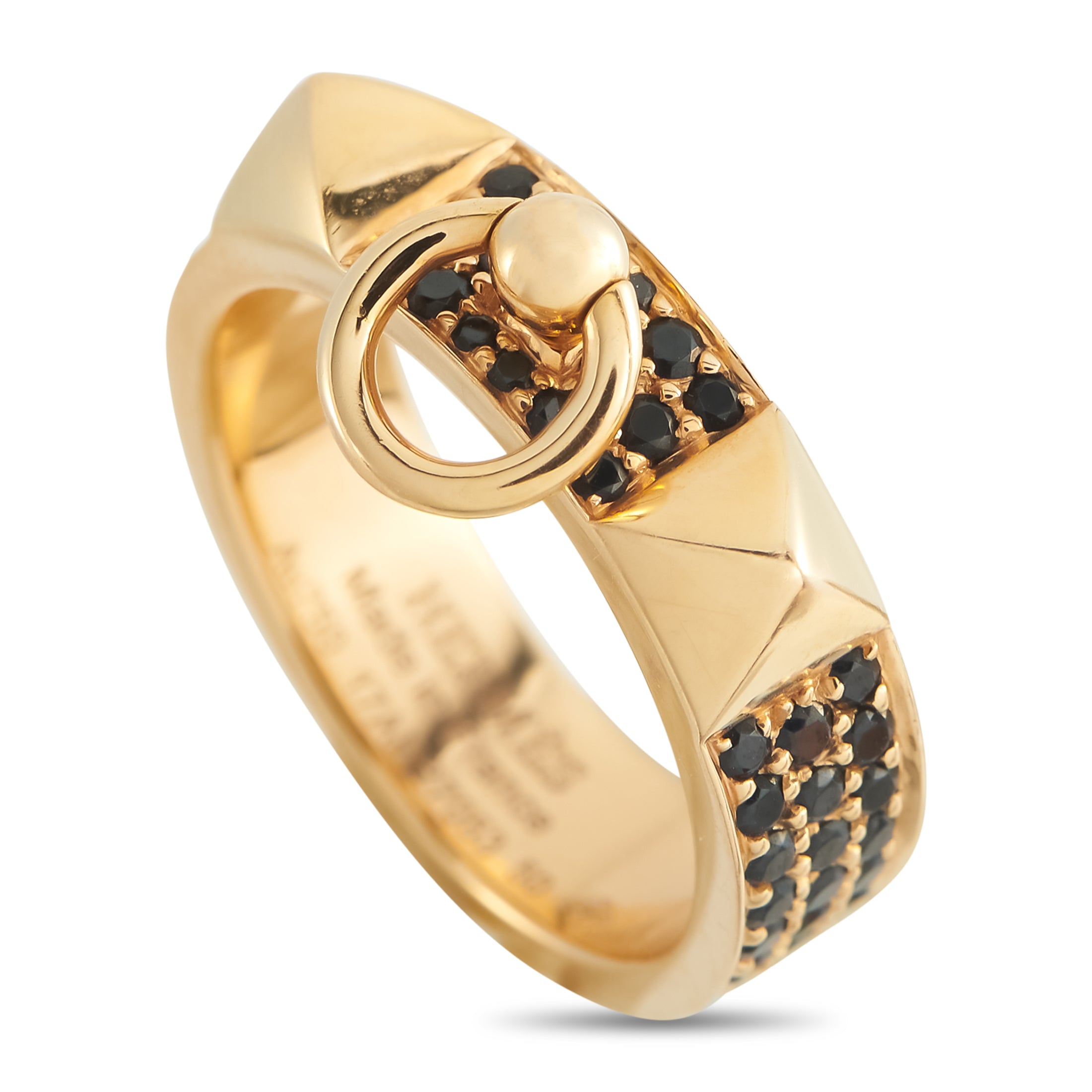 HERMES Collier de Chien 18K Yellow Gold Spinel Ring