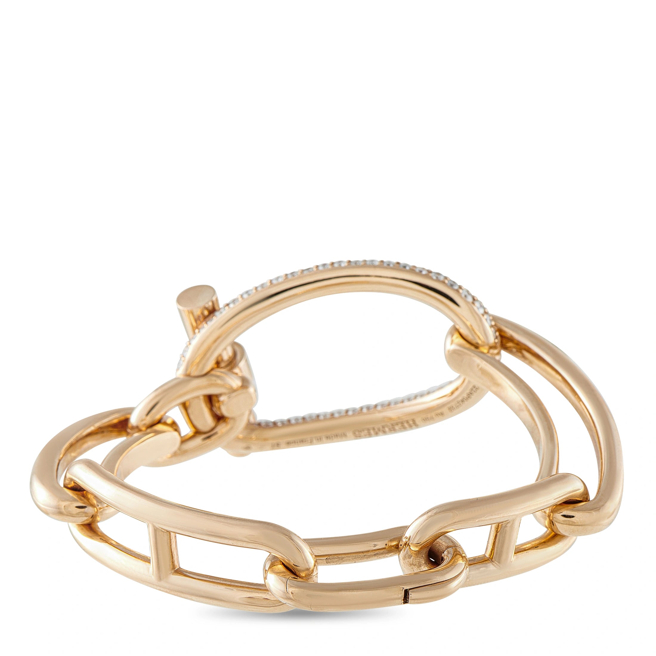 Hermes Adage 18K Rose Gold 5.50ct Diamond Bracelet