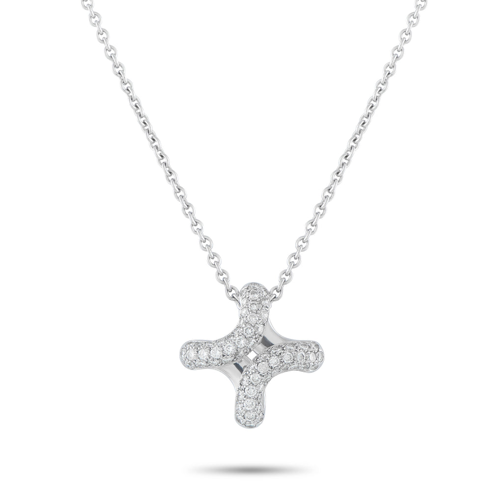 HERMES Lima 18K White Gold 0.90ct Diamond Pendant