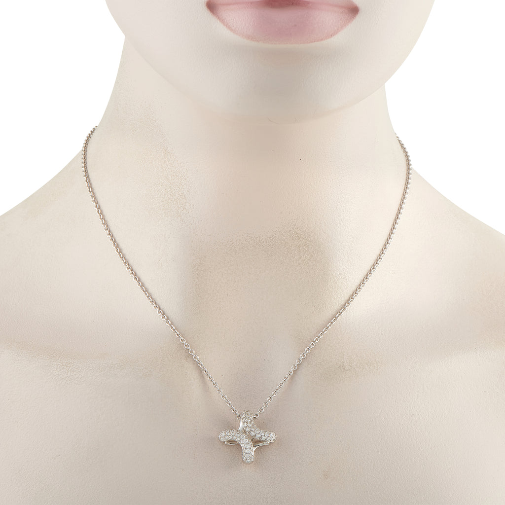 HERMES Lima 18K White Gold 0.90ct Diamond Pendant