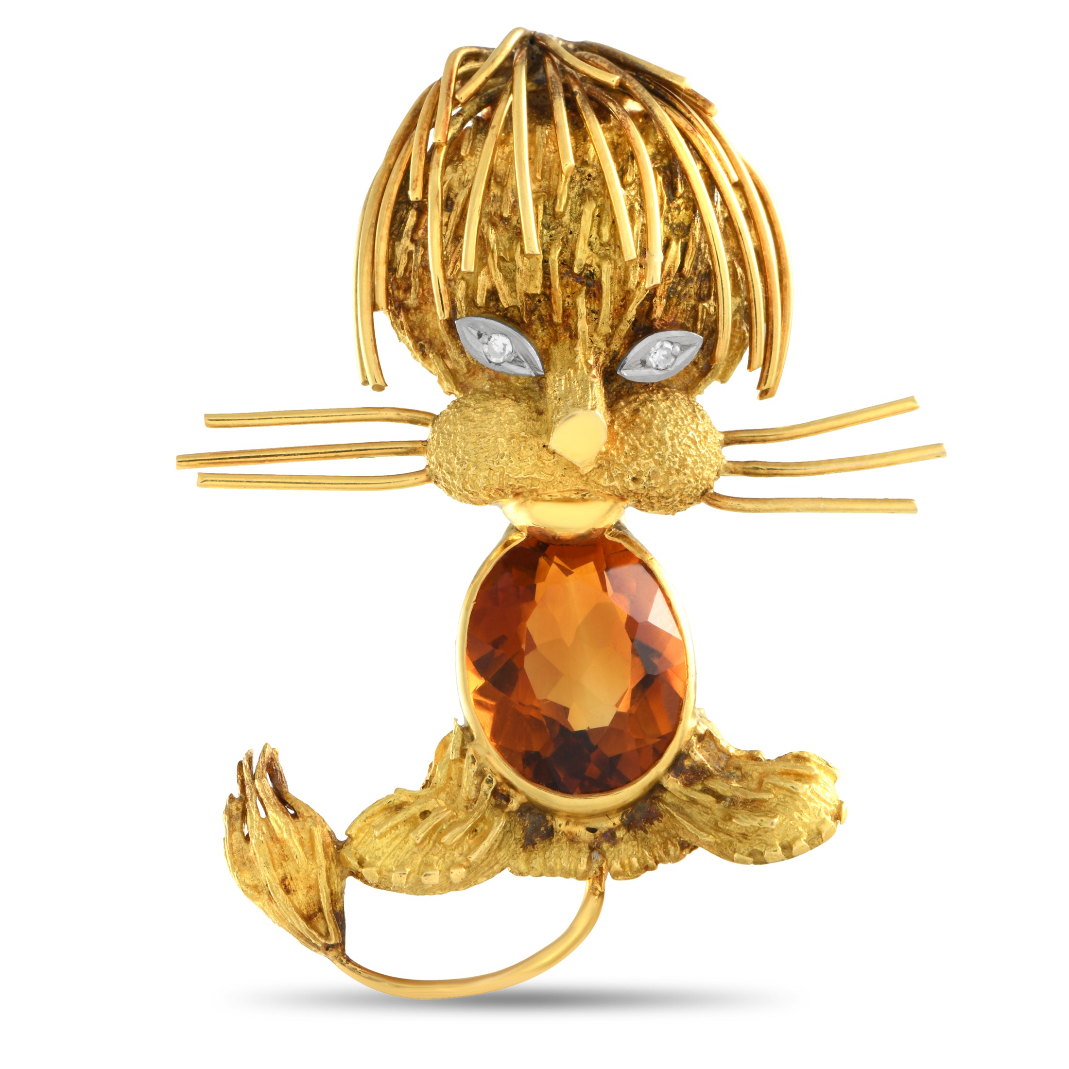 H. Stern 18K Yellow Gold Diamond and Citrine Lion Brooch