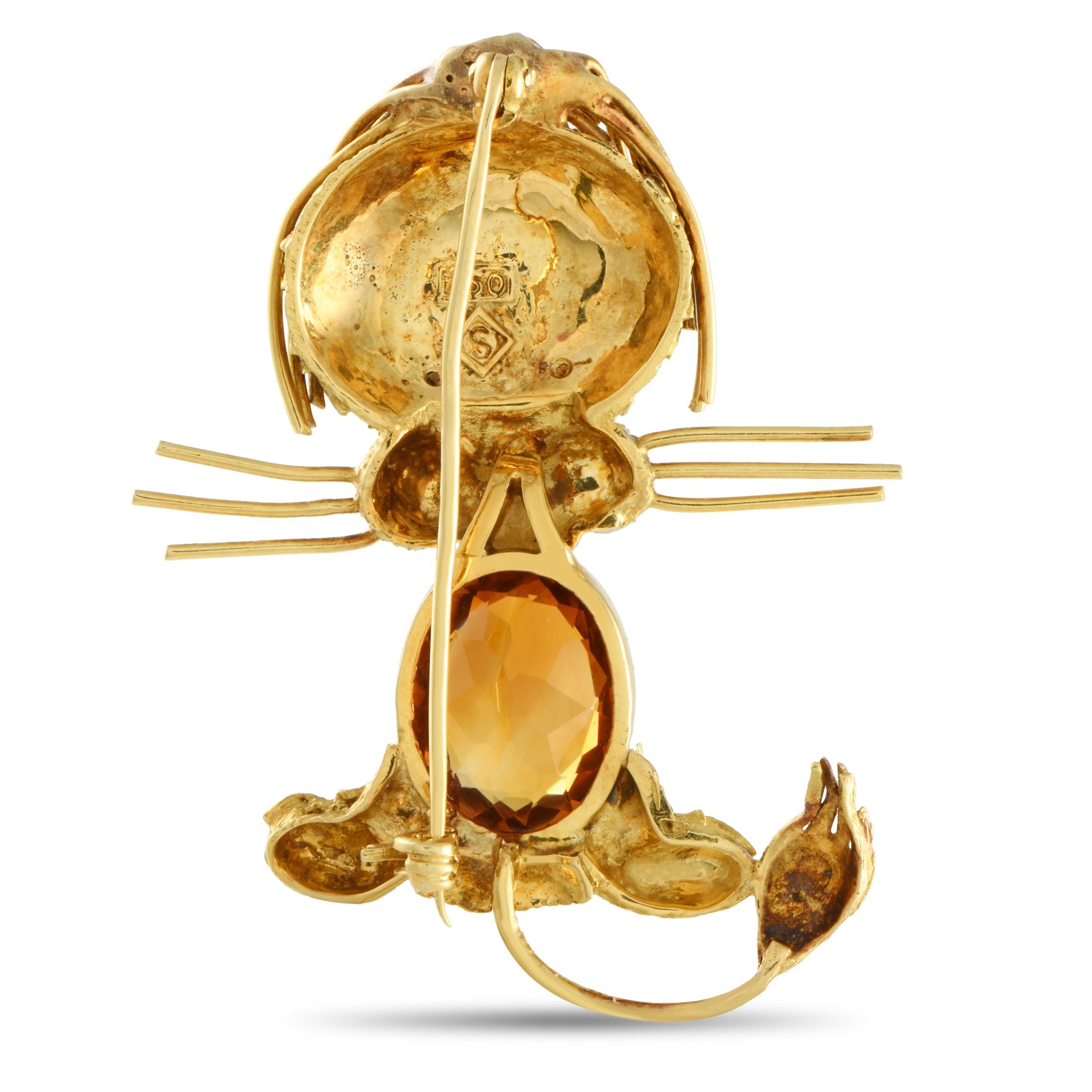 H. Stern18K Yellow Gold Diamond and Citrine Lion Brooch