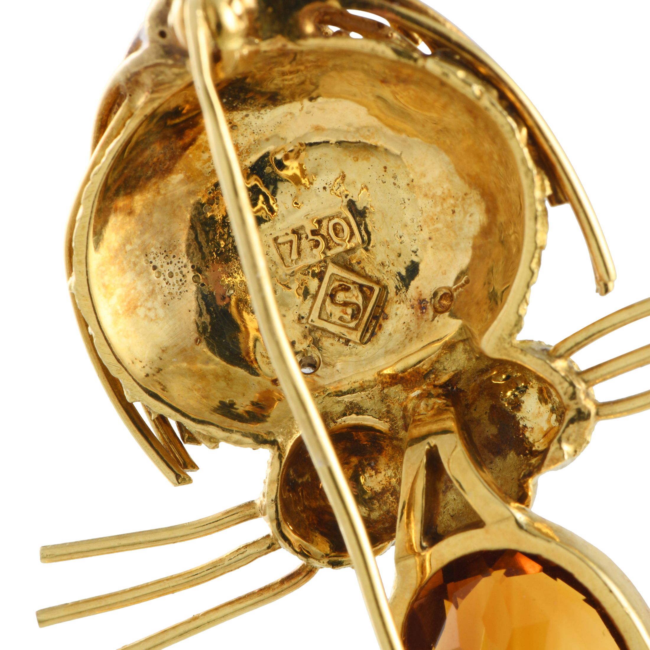 H. Stern18K Yellow Gold Diamond and Citrine Lion Brooch