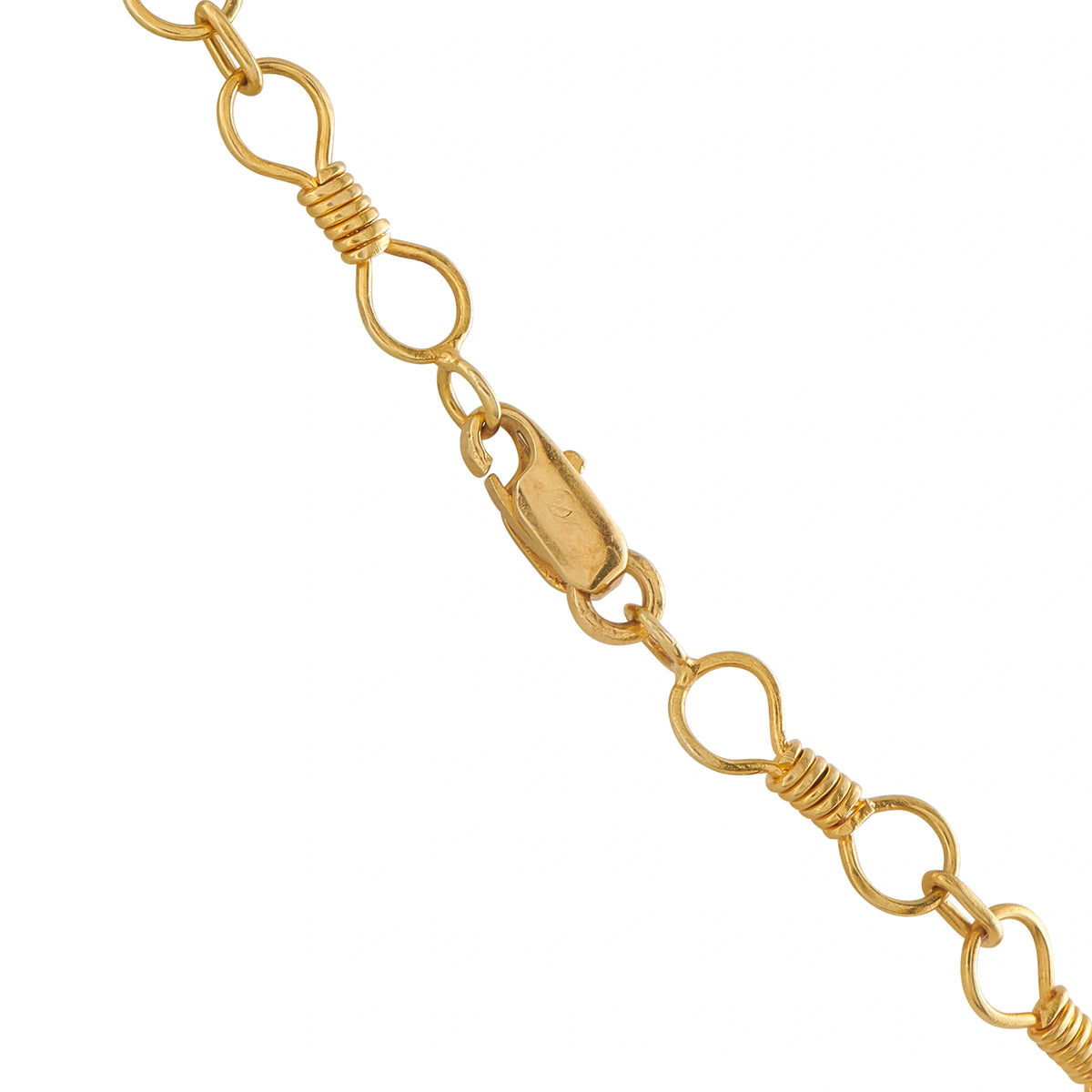 Gold link necklace with spring-ring clasp and oval connector segments