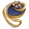 Ilias Lalaounis Vintage 18K Yellow Gold 0.11ct Diamond Sodalite Ring
