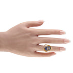 Ilias Lalaounis Vintage 18K Yellow Gold 0.11ct Diamond Sodalite Ring