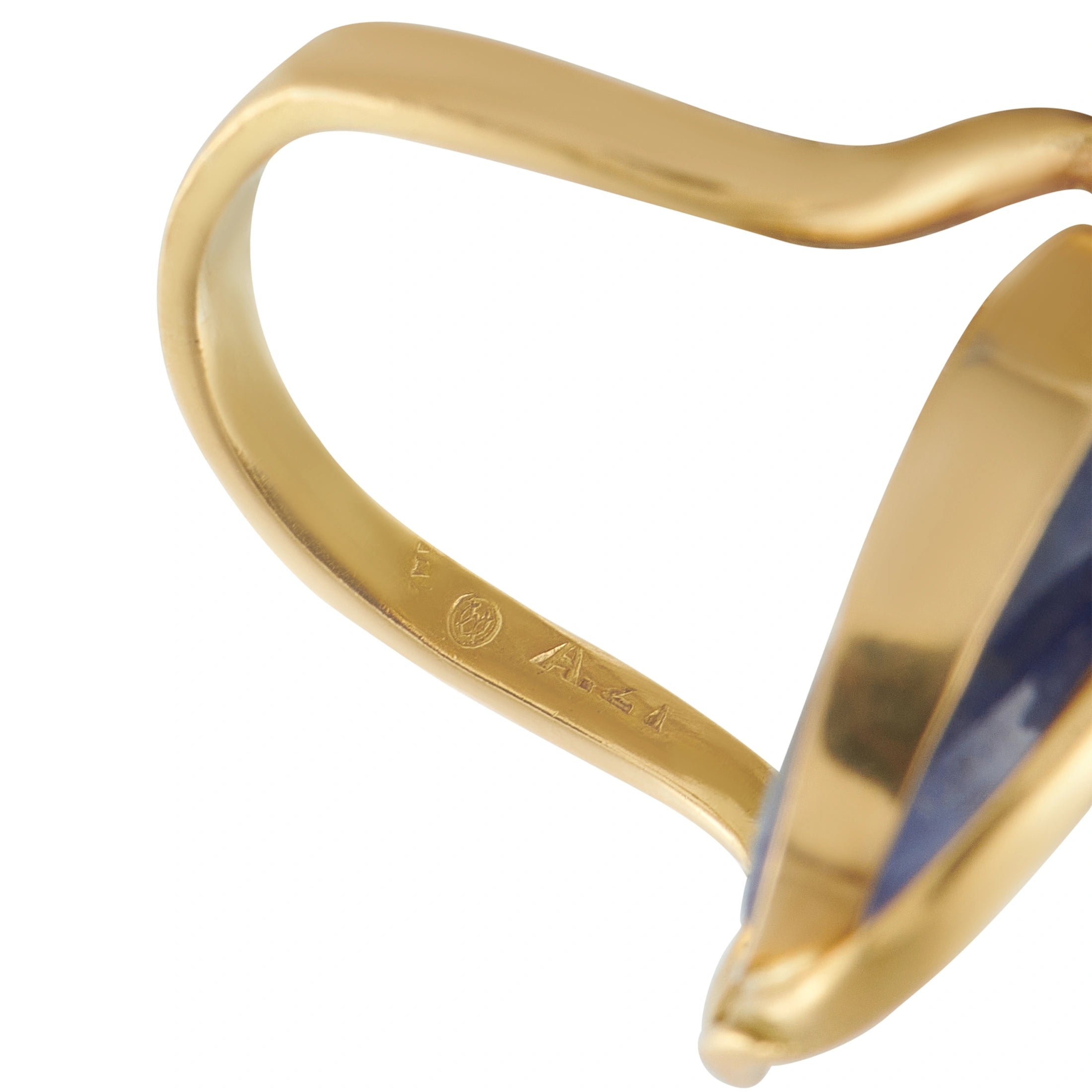 Ilias Lalaounis Vintage 18K Yellow Gold 0.11ct Diamond Sodalite Ring