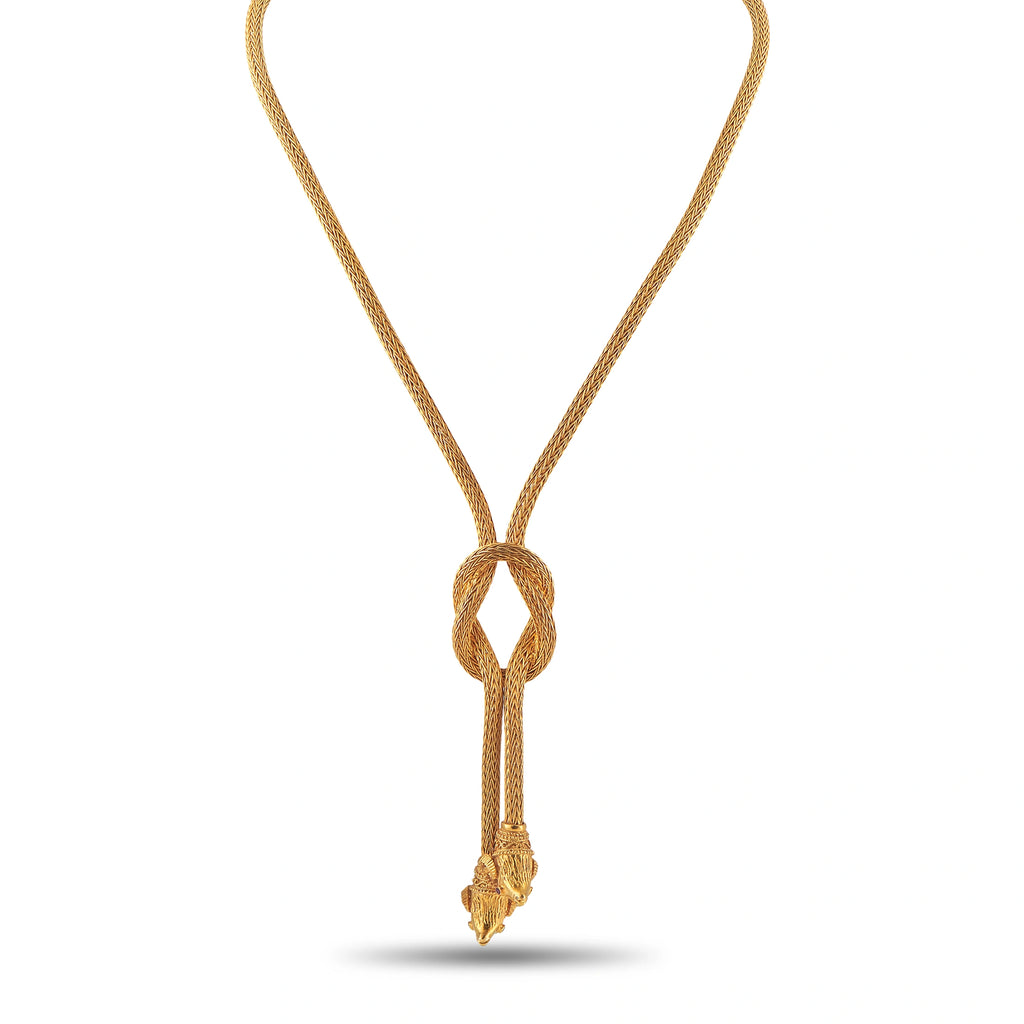Ilias Lalaounis 18K Yellow Gold Ram Head Hercules Knot Lariat Necklace
