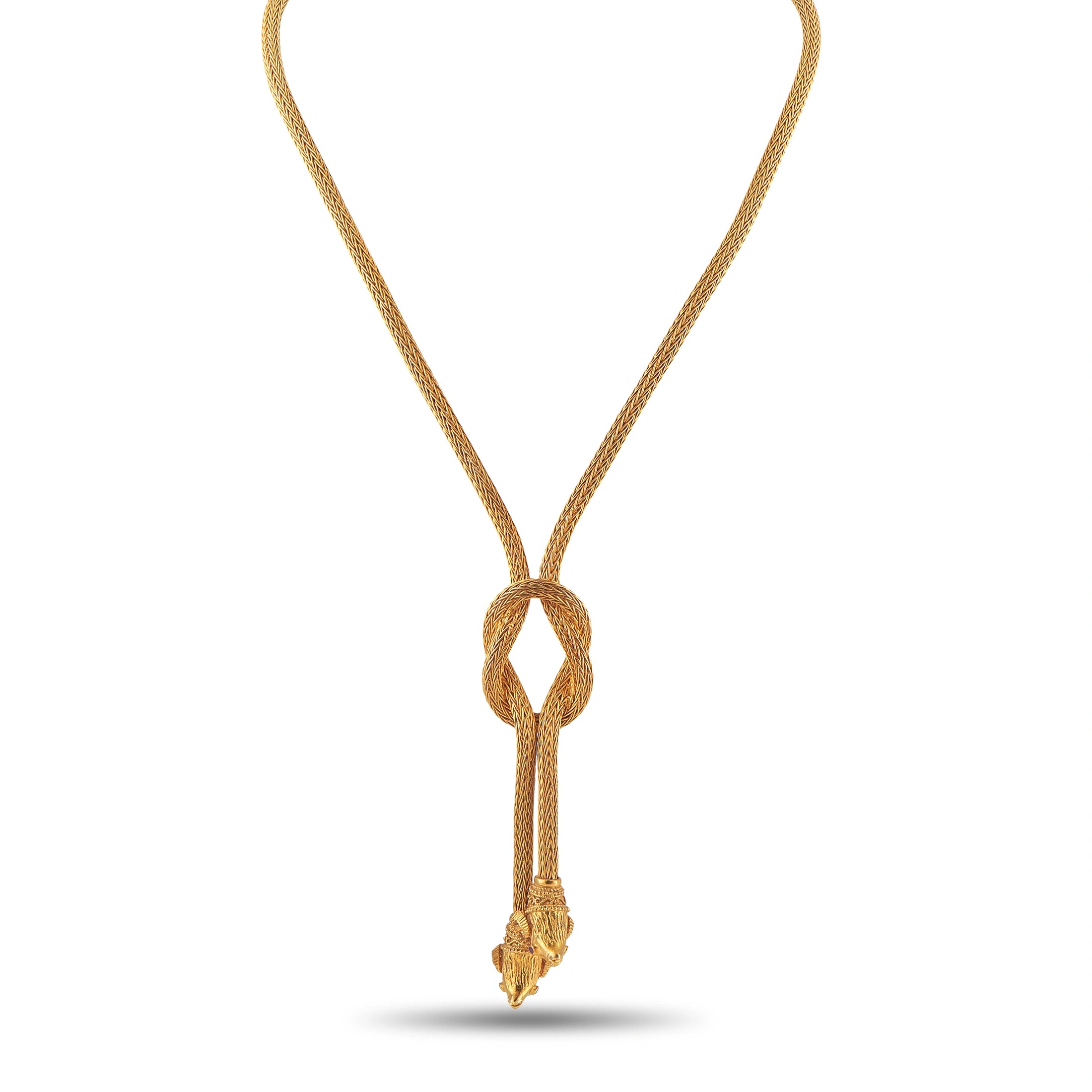 Ilias Lalaounis 18K Yellow Gold Ram Head Hercules Knot Lariat Necklace