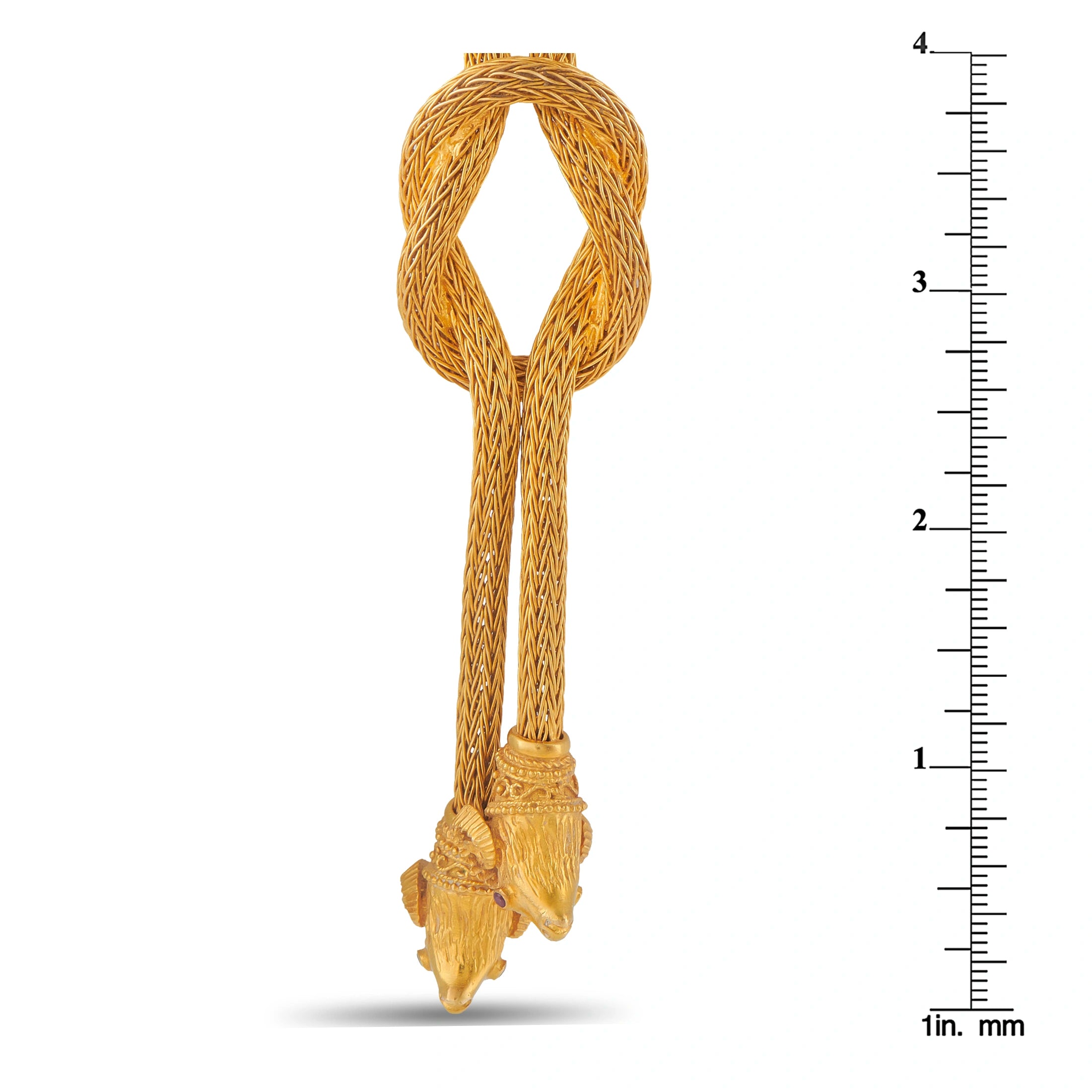 Ilias Lalaounis 18K Yellow Gold Ram Head Hercules Knot Lariat Necklace