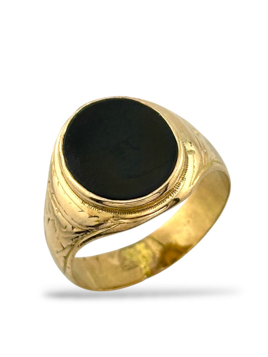Vintage 14K Yellow Gold Ring with Black Stone