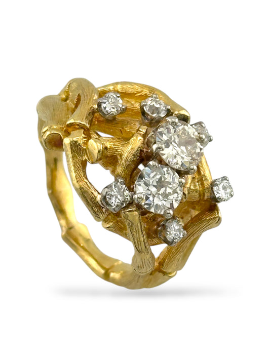 Vintage 18K Yellow Gold Ring with 1.00ct. Diamonds