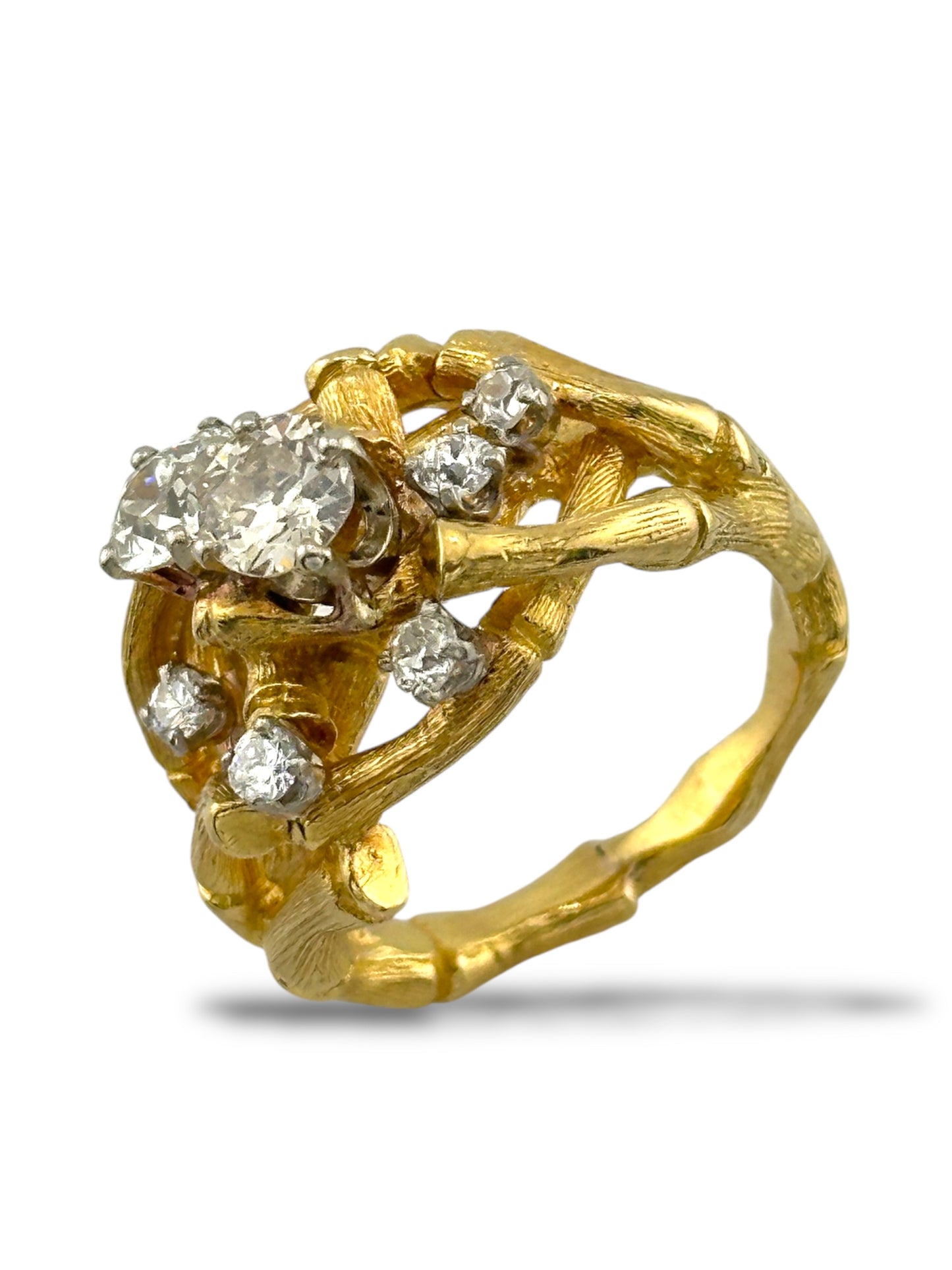 Vintage 18K Yellow Gold Ring with 1.00ct. Diamonds