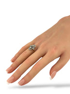 Art Deco 14K Yellow Gold Ring with 0.15ct Diamonds and Sapphire