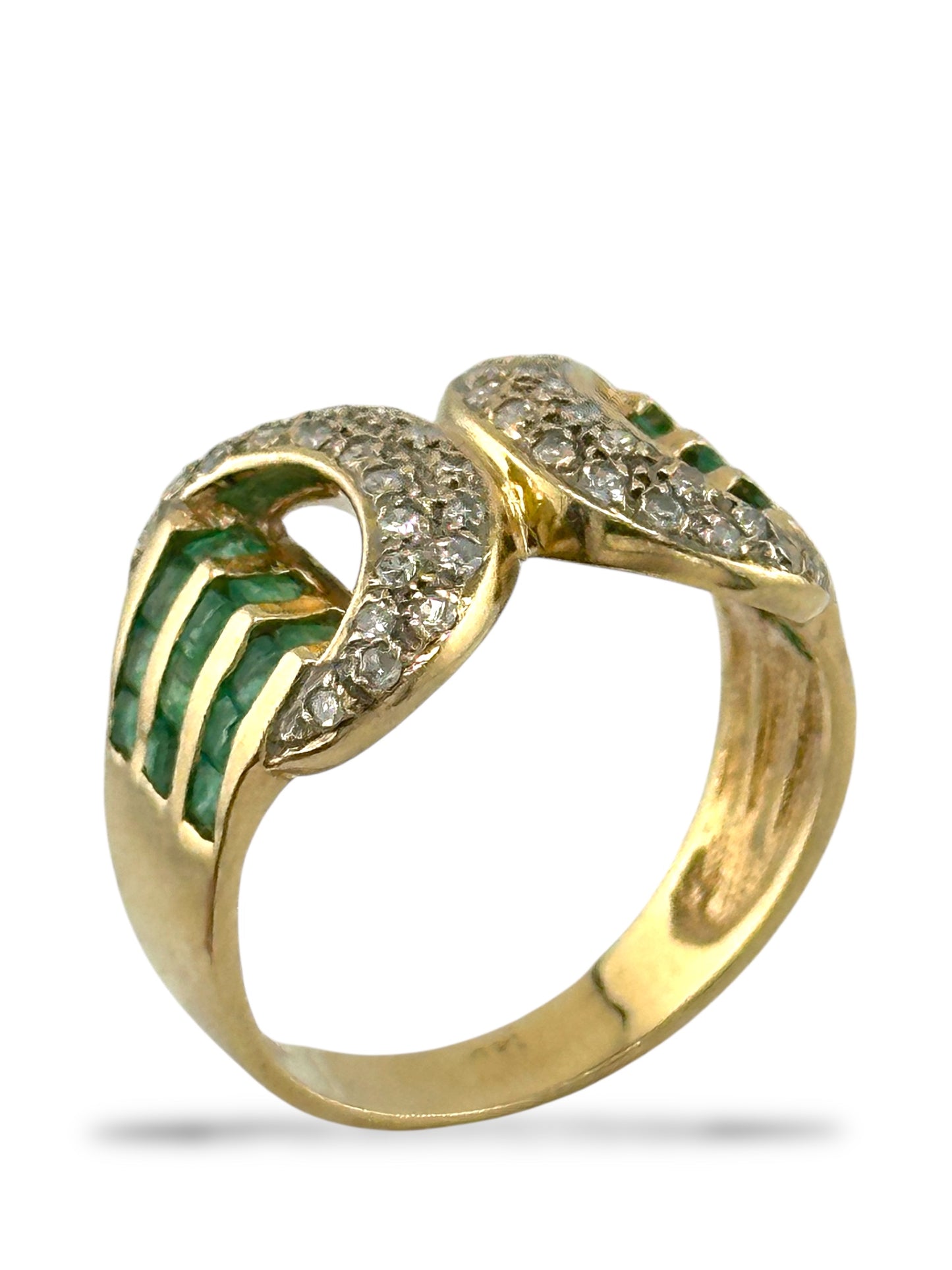 14K Gold Ring with 1.2ct Diamonds & Emeralds