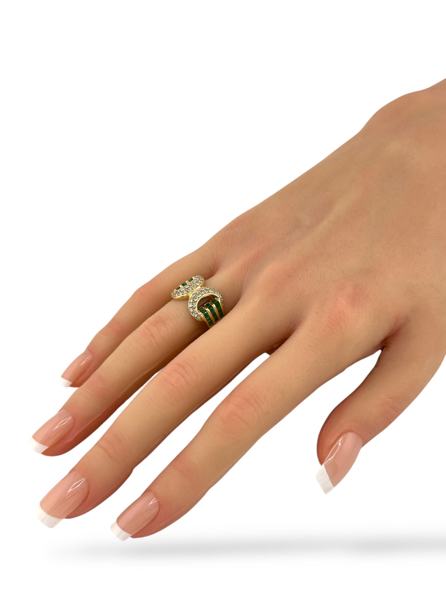 14K Gold Ring with 1.2ct Diamonds & Emeralds