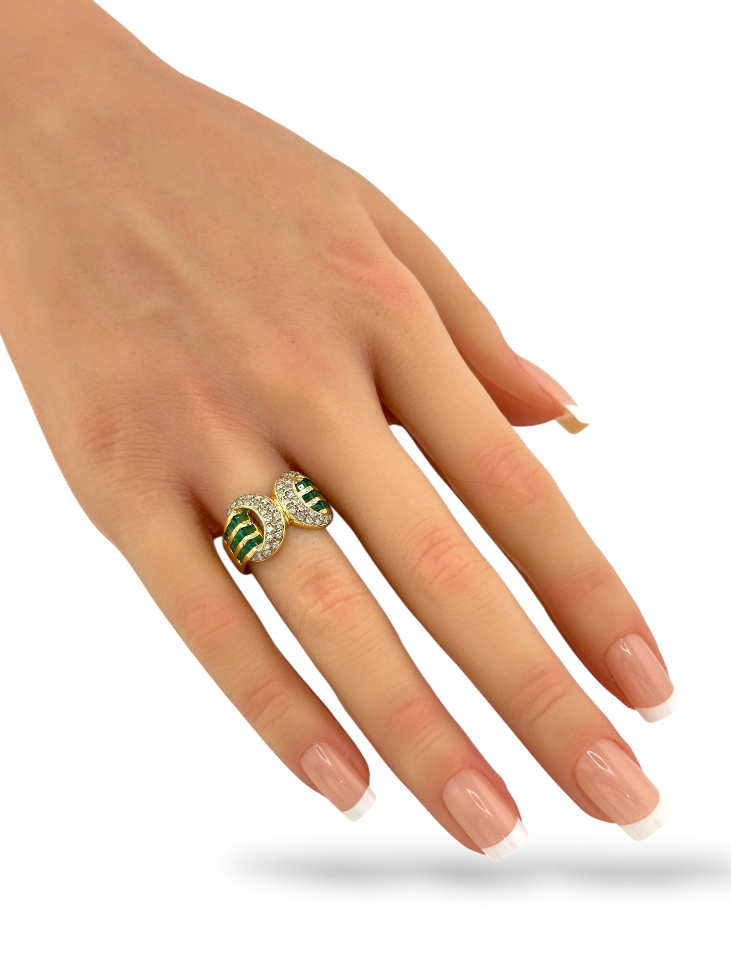 14K Gold Ring with 1.2ct Diamonds & Emeralds