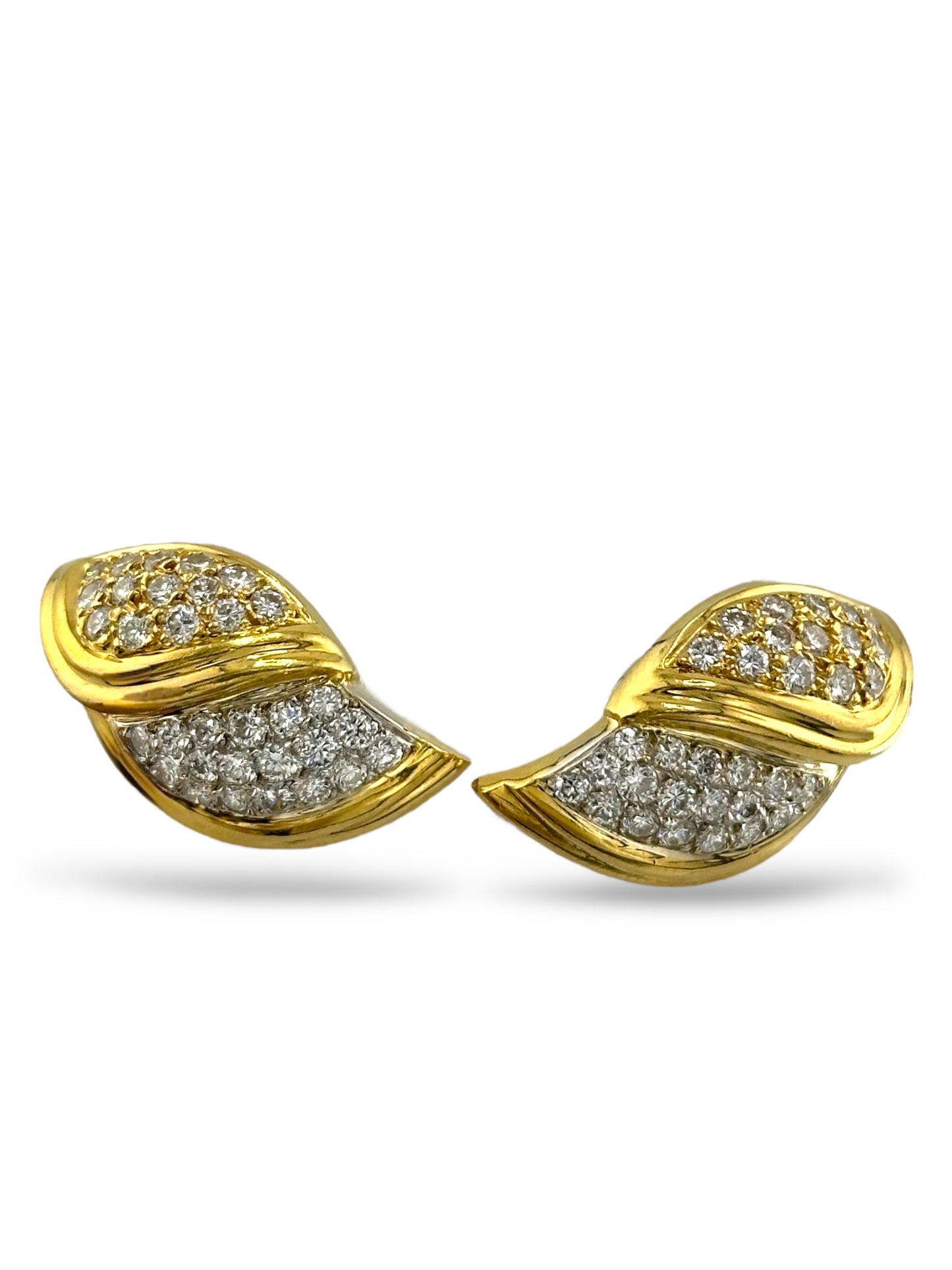 18K Gold Italian Earrings with 0.96 Carats of Diamonds