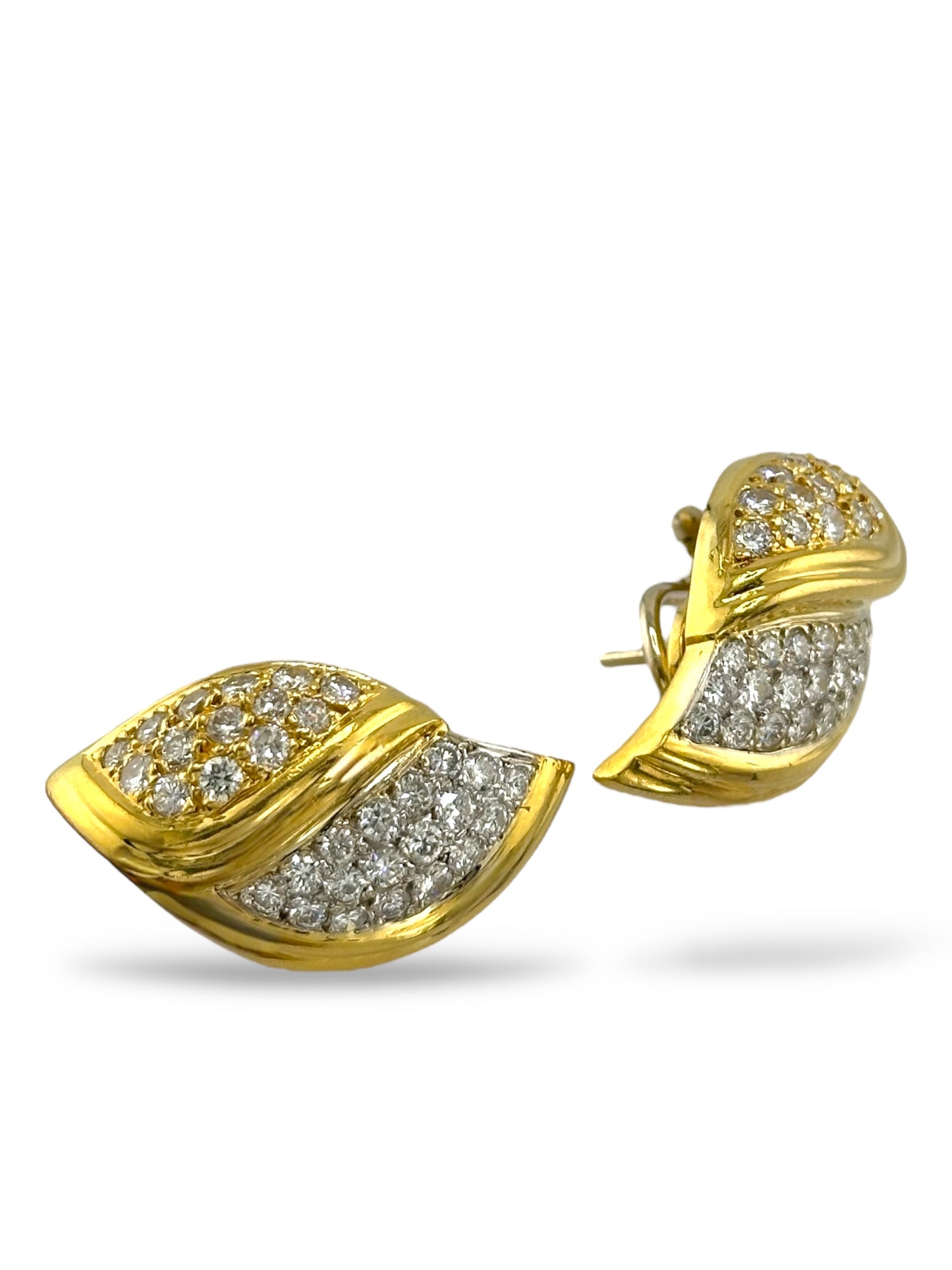 18K Gold Italian Earrings with 0.96 Carats of Diamonds