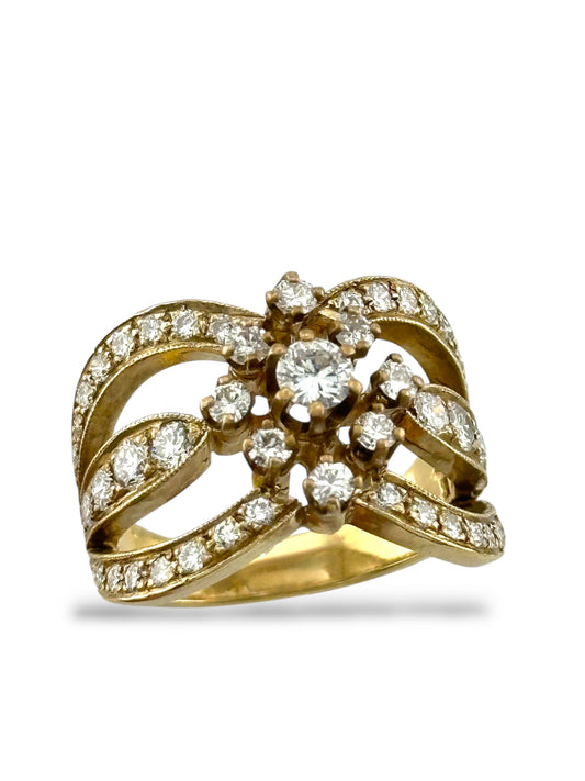14K Yellow Gold Ring with 1.32 Carats of Diamonds – Six Band Design
