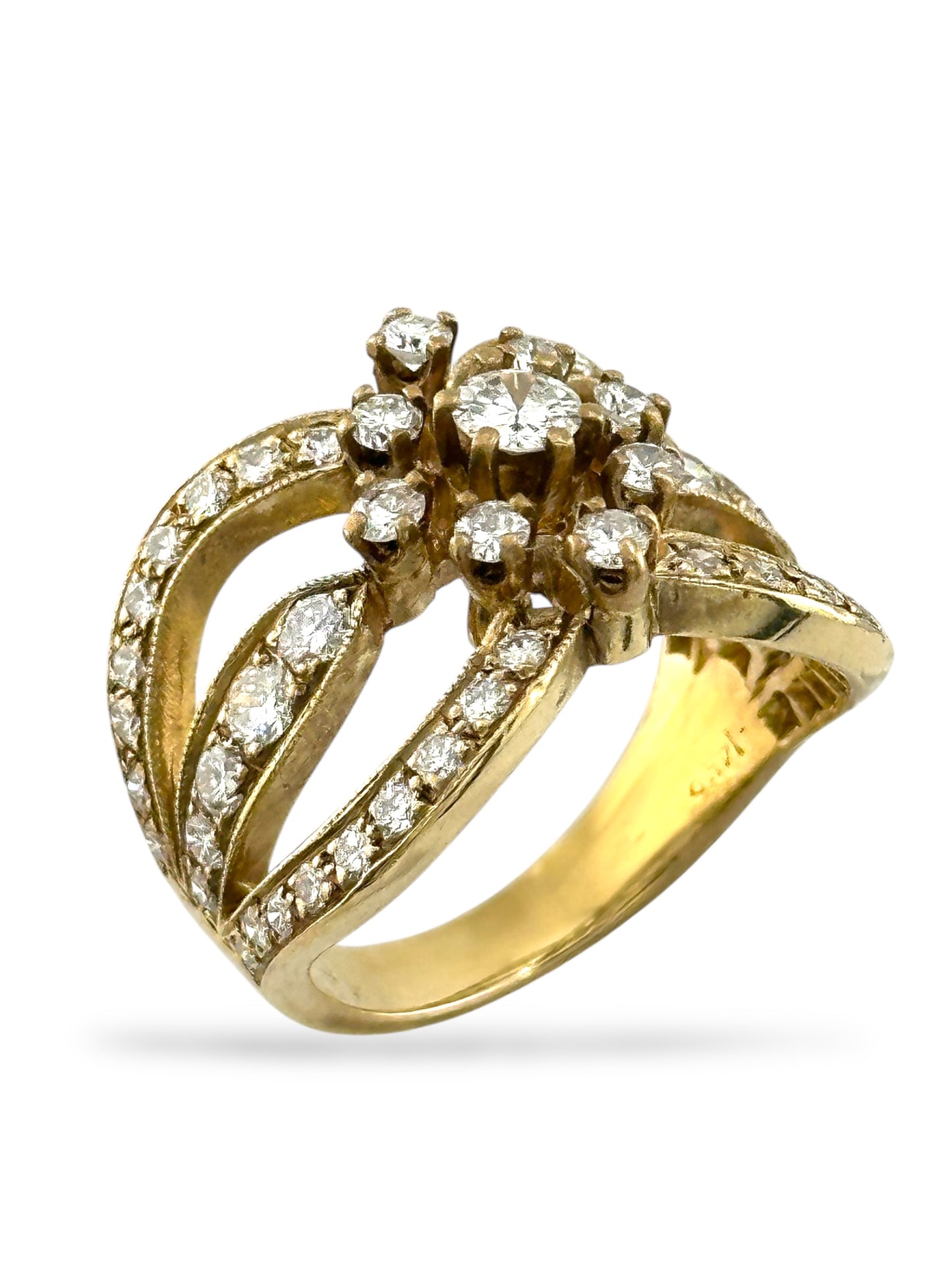 14K Yellow Gold Ring with 1.32 Carats of Diamonds – Six Band Design