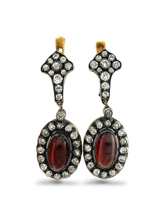 Antique Russian 56 Gold & Diamond Earrings – 2.46 Carats