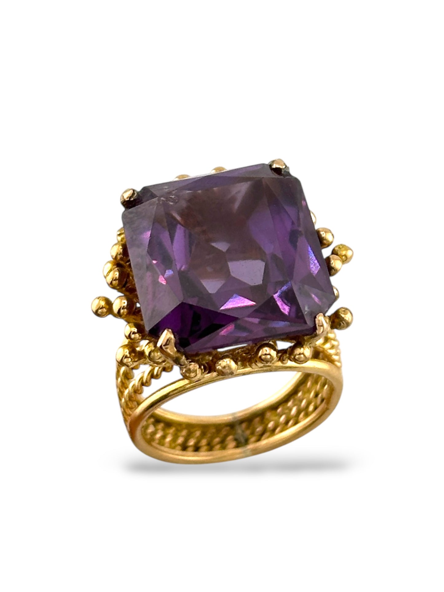 Women's Large 14K Yellow Gold & Purple Amethyst Cocktail Ring