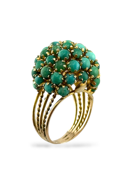 Vintage 14K Yellow Gold Turquoise Ring