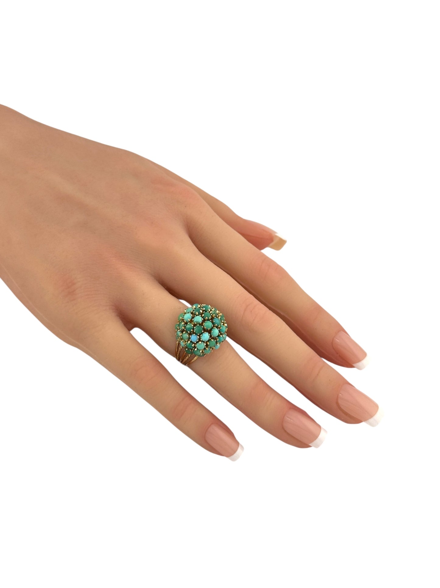Vintage 14K Yellow Gold Turquoise Ring