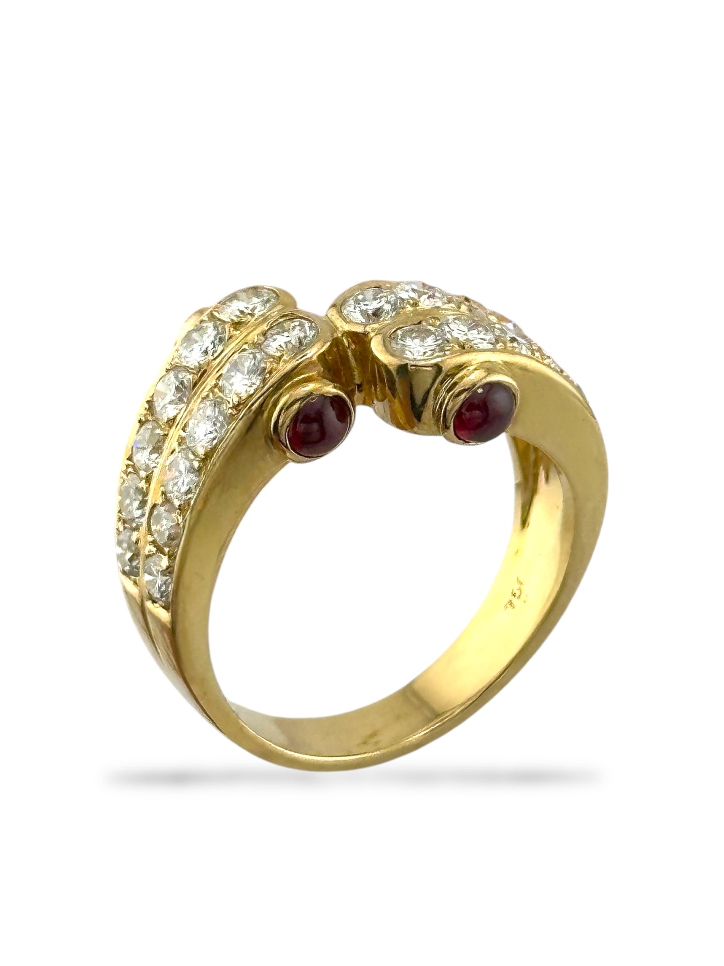 18K Yellow Gold Ring with 1.02 Carats of Diamonds and Rubies