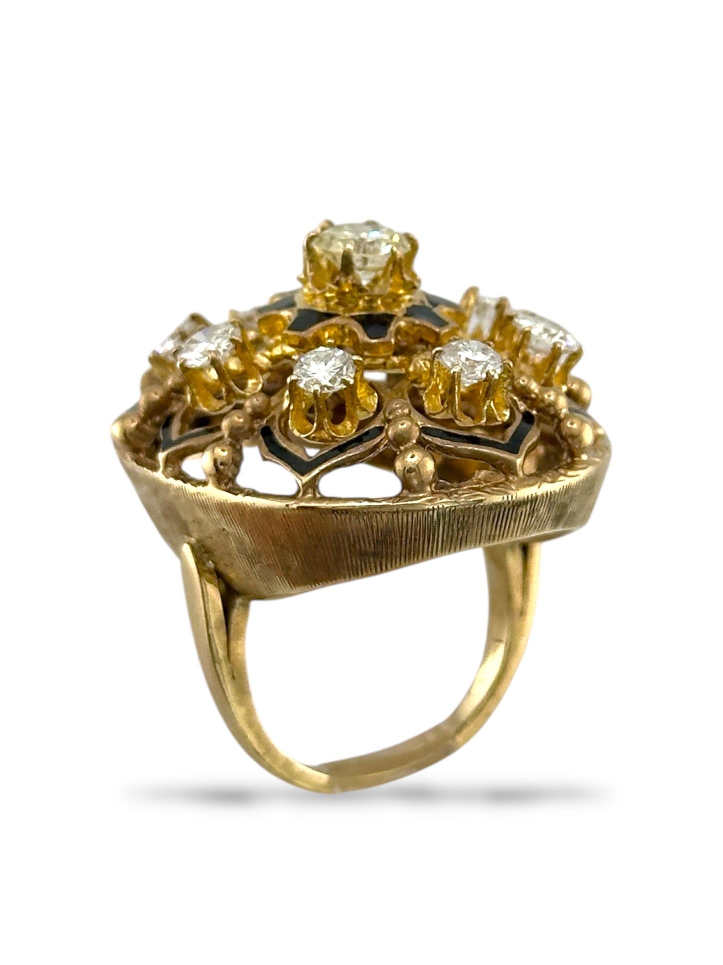 Vintage 14K Yellow Gold Ring with 1.68 Carats of Diamonds