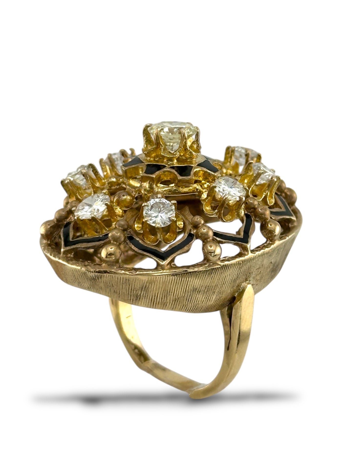 Vintage 14K Yellow Gold Ring with 1.68 Carats of Diamonds
