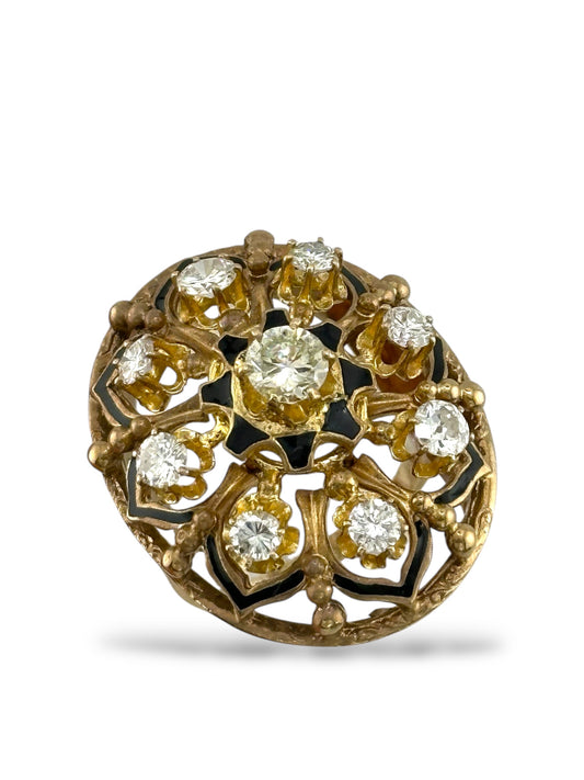Vintage 14K Yellow Gold Ring with 1.68 Carats of Diamonds
