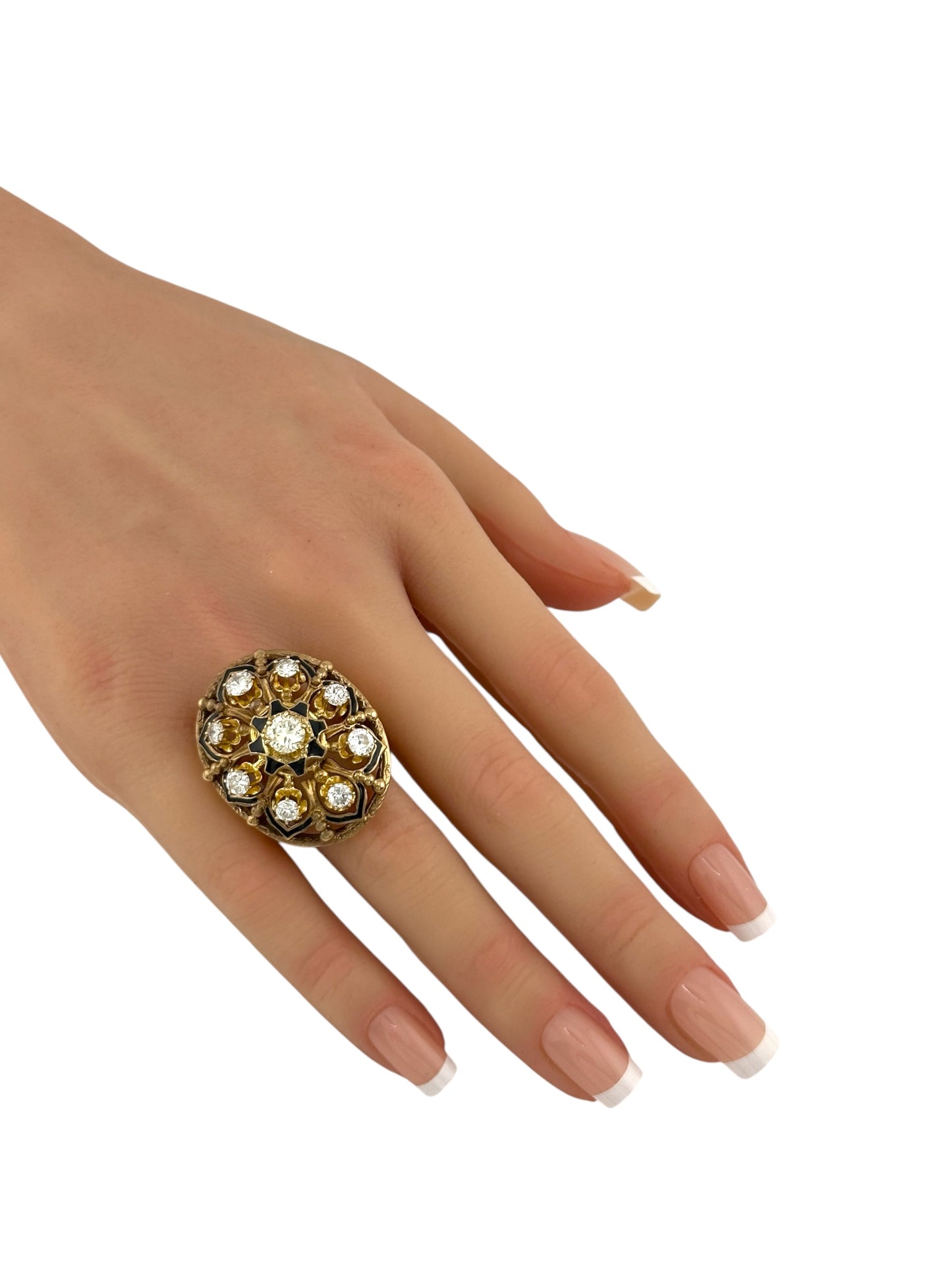 Vintage 14K Yellow Gold Ring with 1.68 Carats of Diamonds
