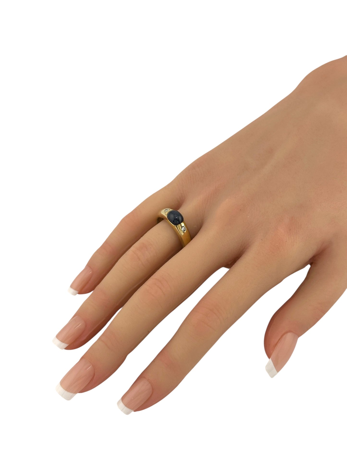 Vintage 14K Yellow Gold Ring with Blue Sapphire and Diamonds