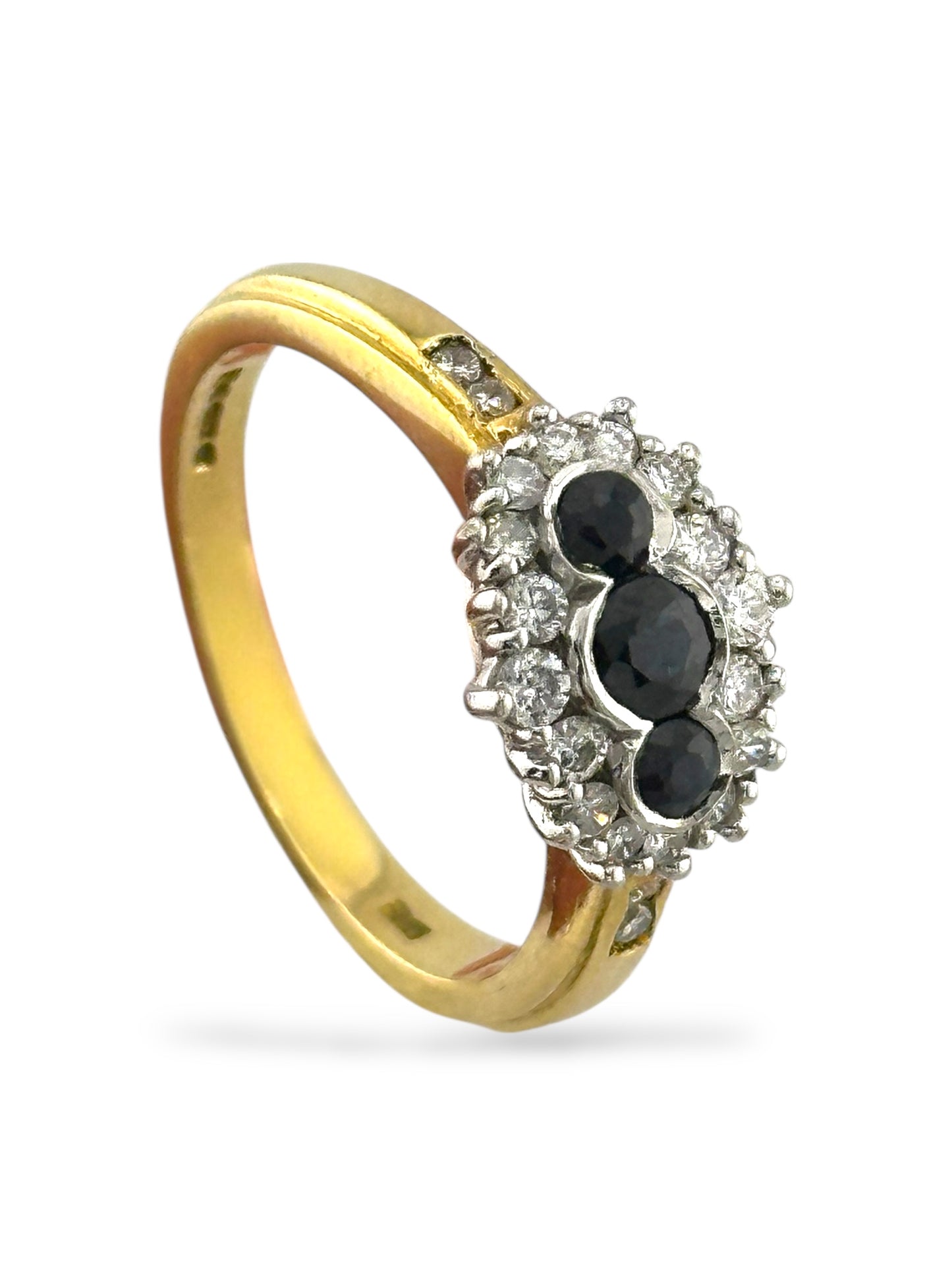 18K Yellow Gold Ring with 0.20ct. Diamonds & Sapphires