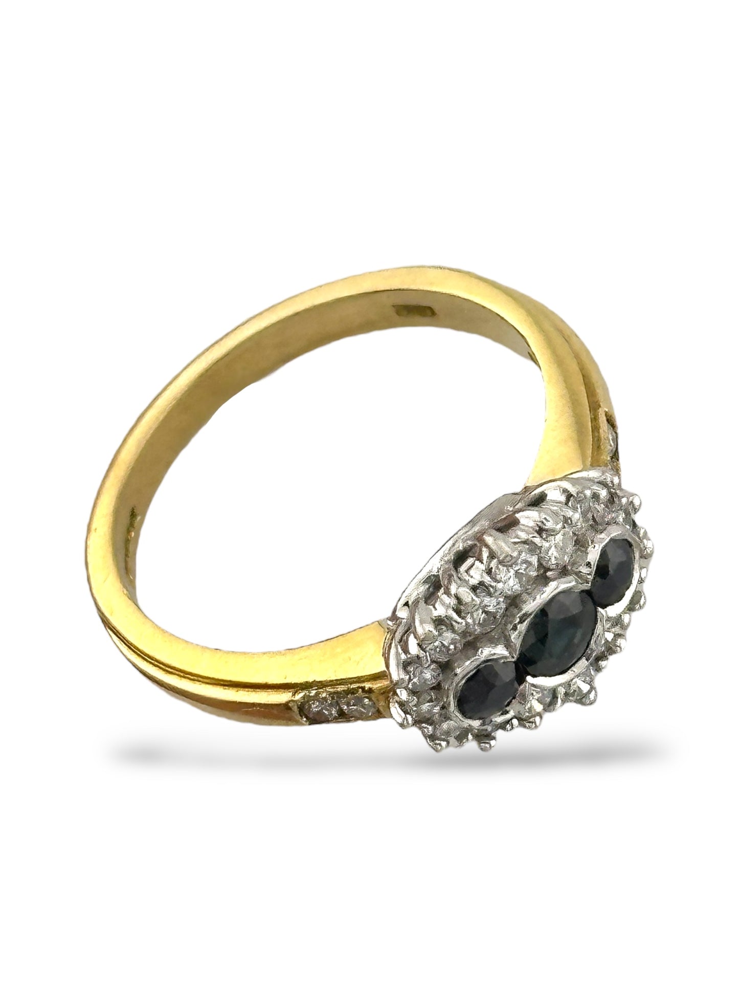 18K Yellow Gold Ring with 0.20ct. Diamonds & Sapphires