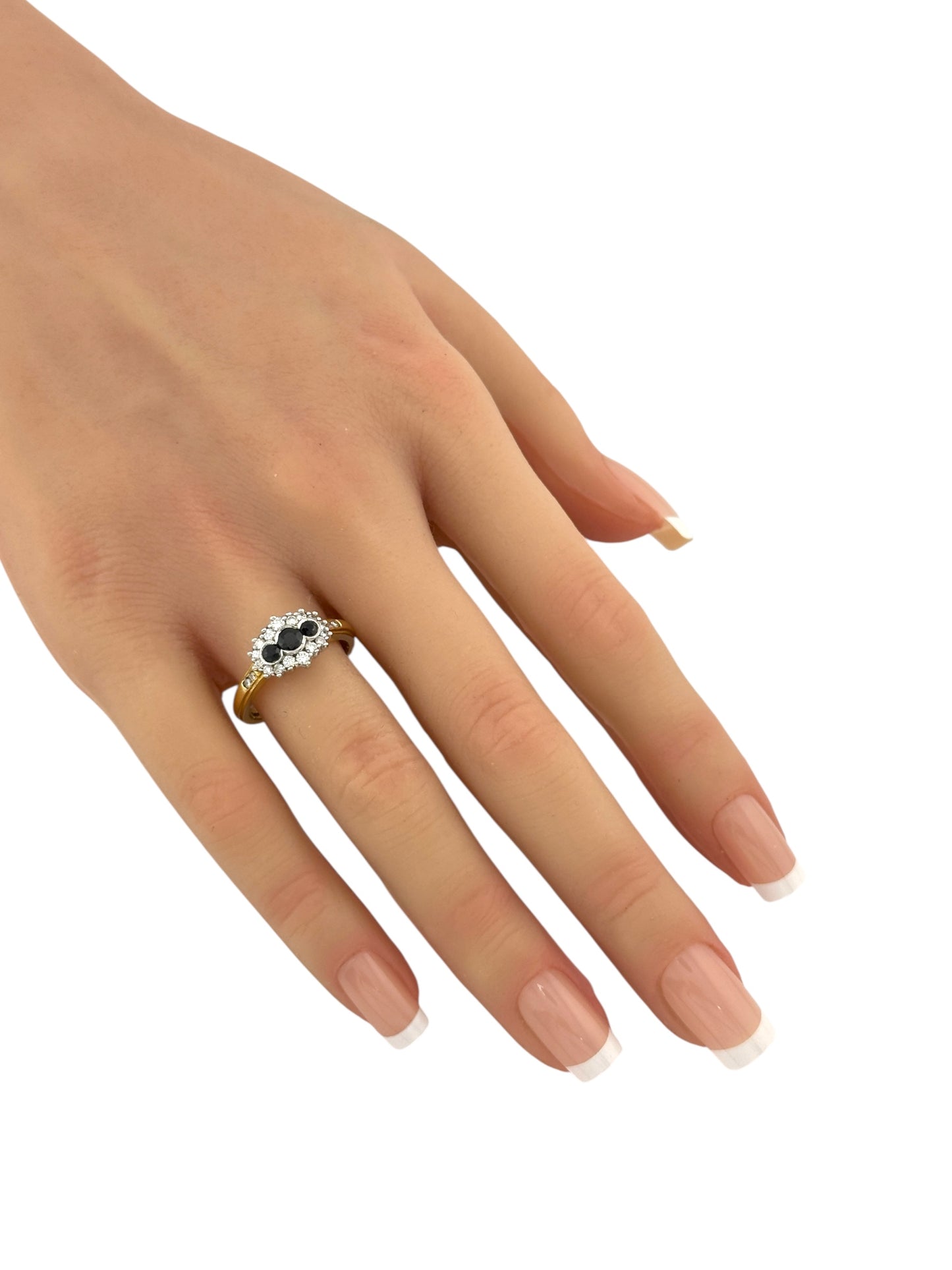 18K Yellow Gold Ring with 0.20ct. Diamonds & Sapphires