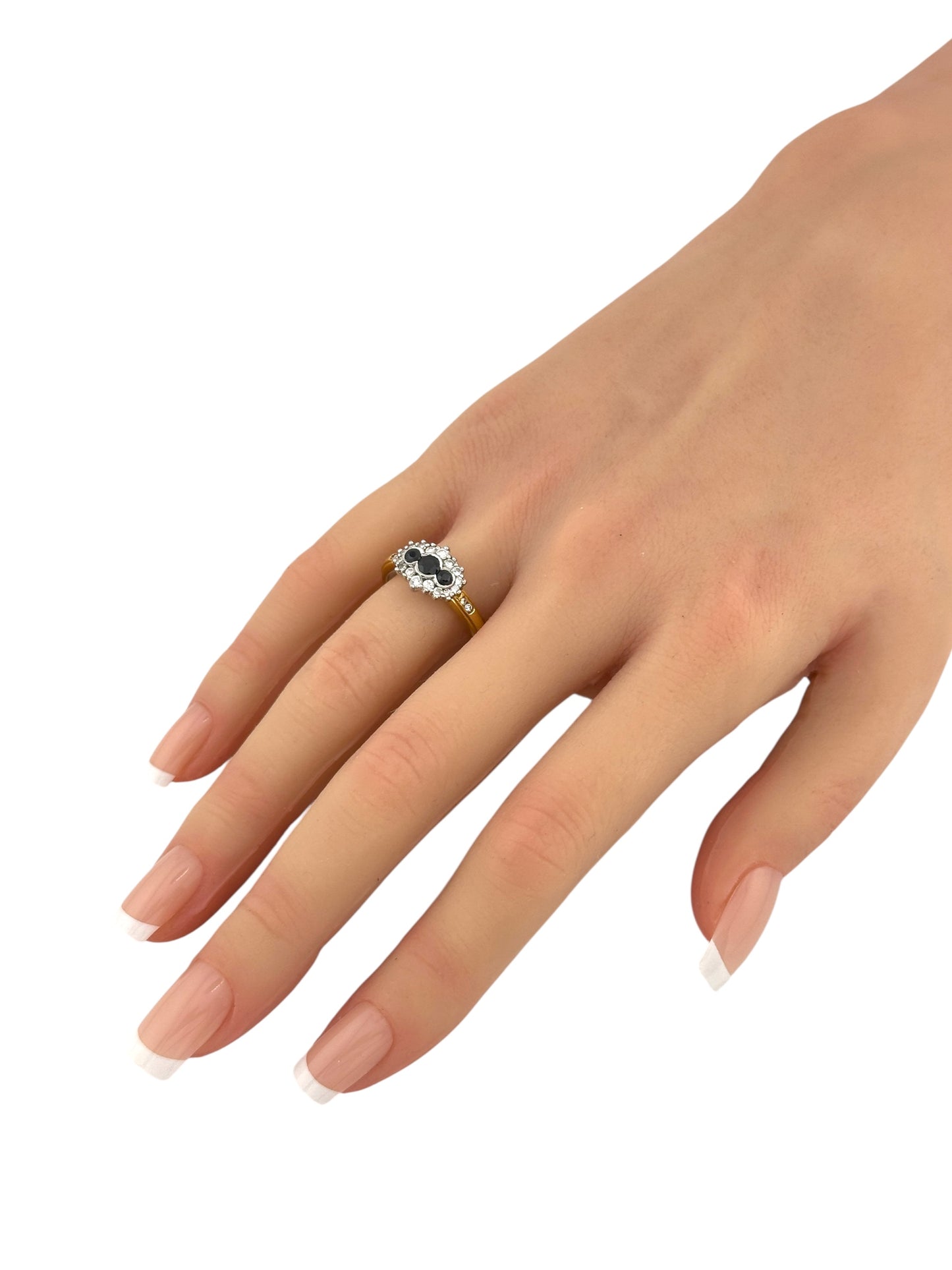 18K Yellow Gold Ring with 0.20ct. Diamonds & Sapphires